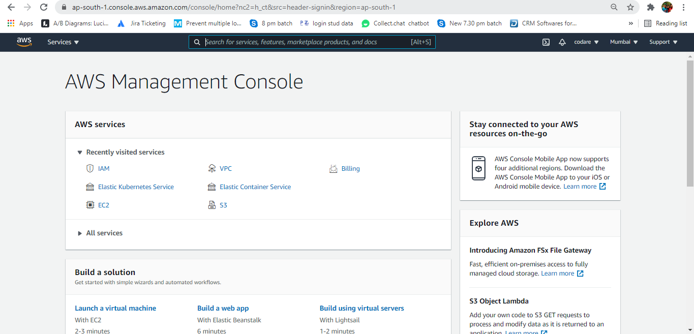 AWS console